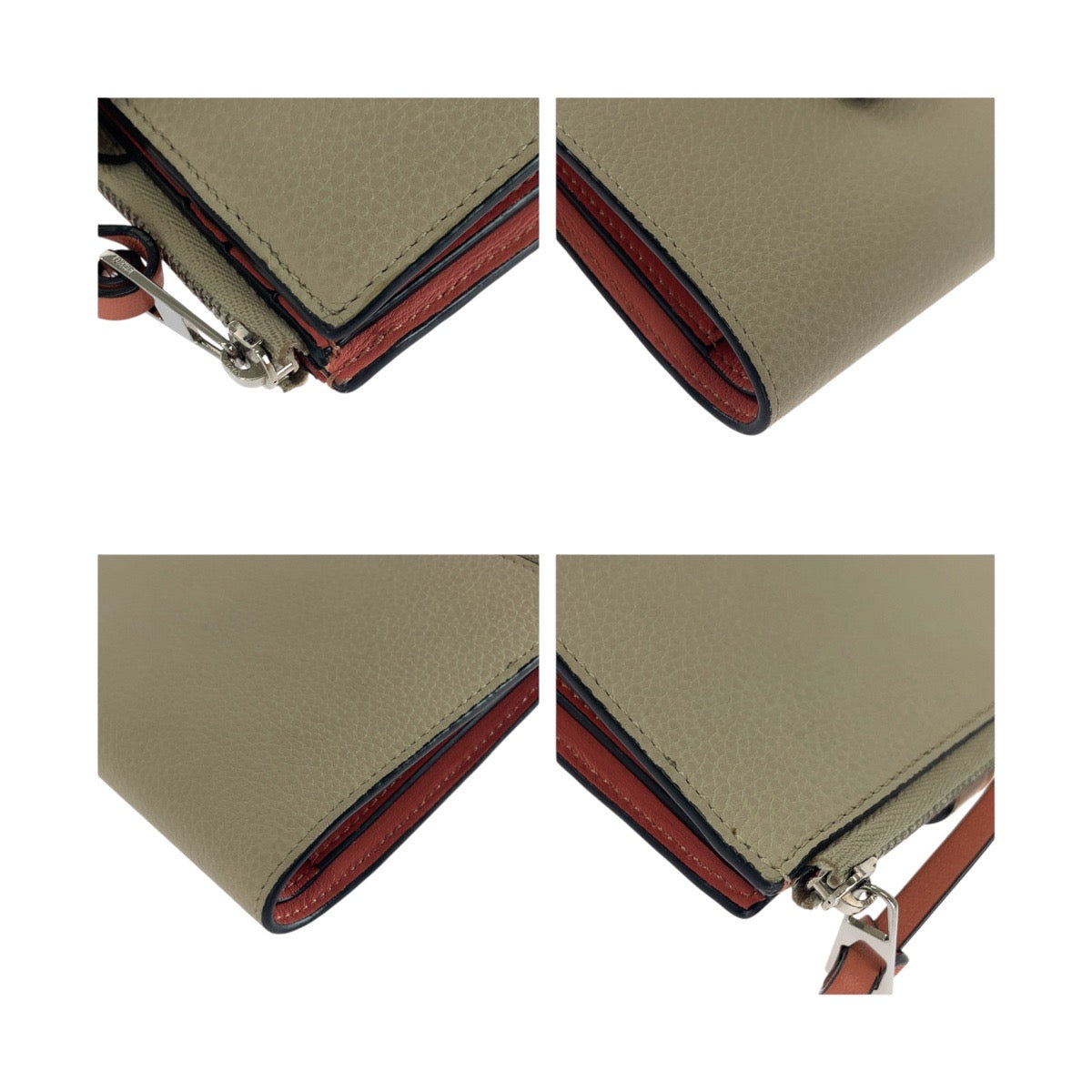 LOEWE Bifold Wallet leather Beige Brown SilverMetal anagram