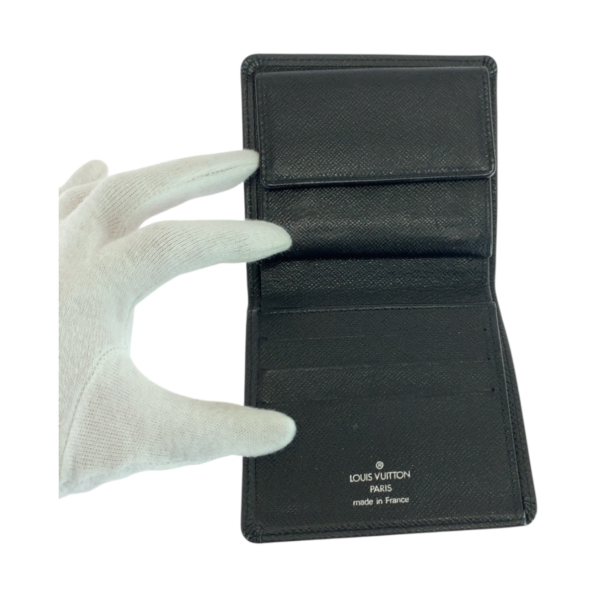 LOUIS VUITTON Bifold Wallet M30452 leather Ardoise Black SilverMetal Taiga Porte Billets 3 Cartes Crdit