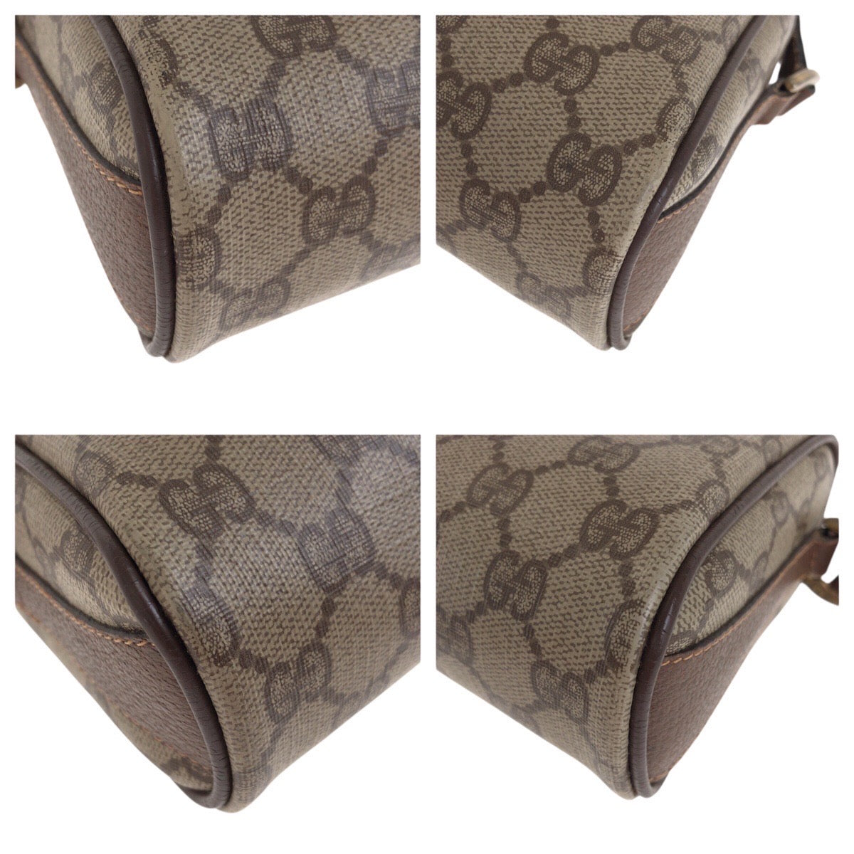GUCCI Shoulder Bag 001 904 2018 GG Supreme Canvas Beige Brown Gold Metal Old Gucci Shelly Line