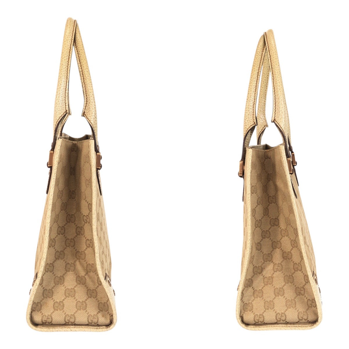 GUCCI Tote Bag 124260 canvas Ivory Gold GG canvas studs