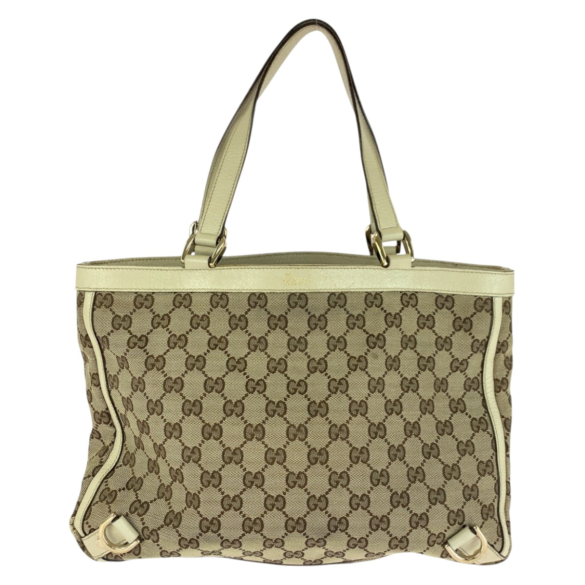 GUCCI Tote Bag 17004 GG canvas Beige White Gold Metal Abbey