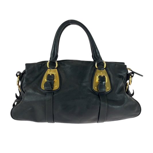 PRADA Shoulder Bag BN1903 leather Black GoldMetal logo