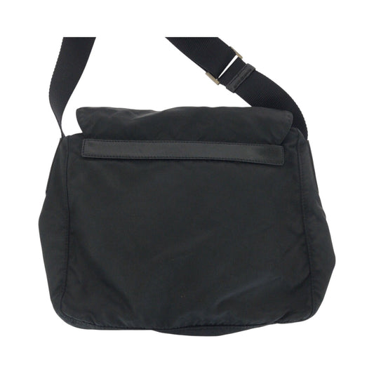 PRADA Shoulder Bag Nylon Black SilverMetal Test Triangle With logo