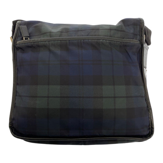 PRADA Shoulder Bag Nylon Green Blue Black Silver Metal Test Triangle With logo