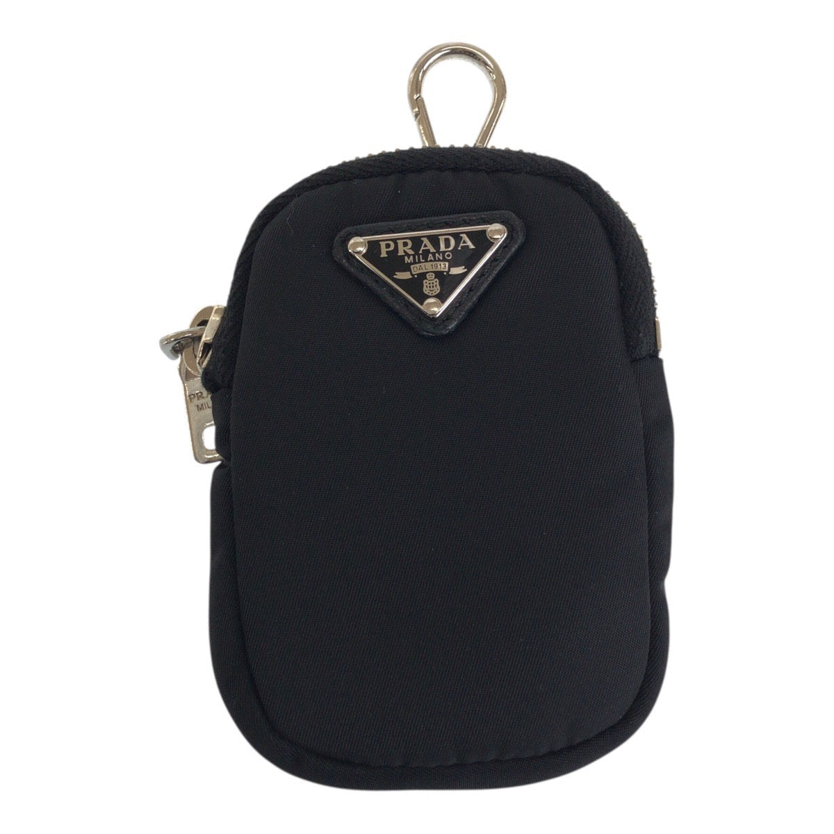 PRADA Pouch Nylon Black Silver Test Triangle With logo