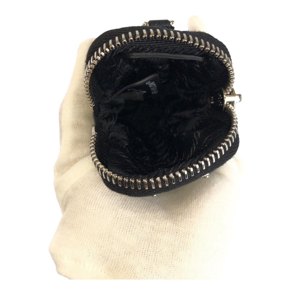 PRADA Pouch Nylon Black Silver Test Triangle With logo