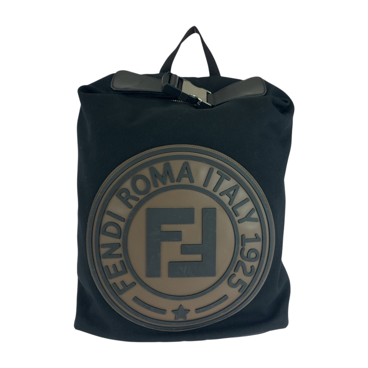FENDI Backpack 7VZ044 canvas Black Brown Silver
