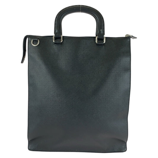 PRADA Tote Bag leather black Safiano Triangle With logo