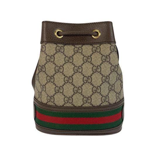 GUCCI Shoulder Bag 598127 GG Supreme Canvas Beige Brown Gold Metal Ofidia