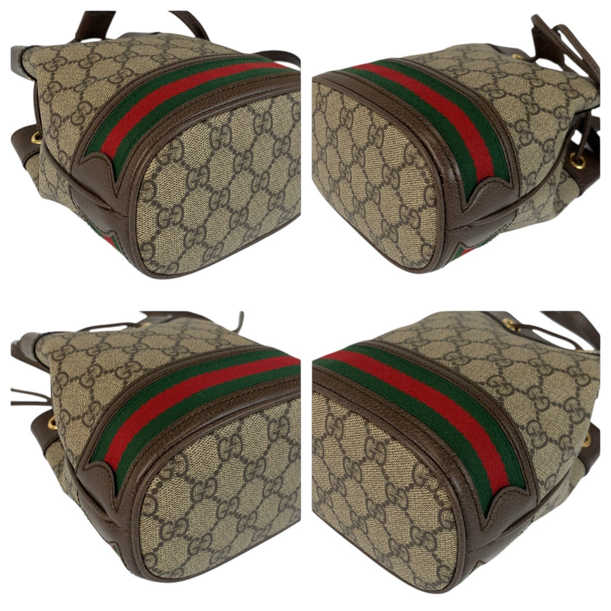 GUCCI Shoulder Bag 598127 GG Supreme Canvas Beige Brown Gold Metal Ofidia