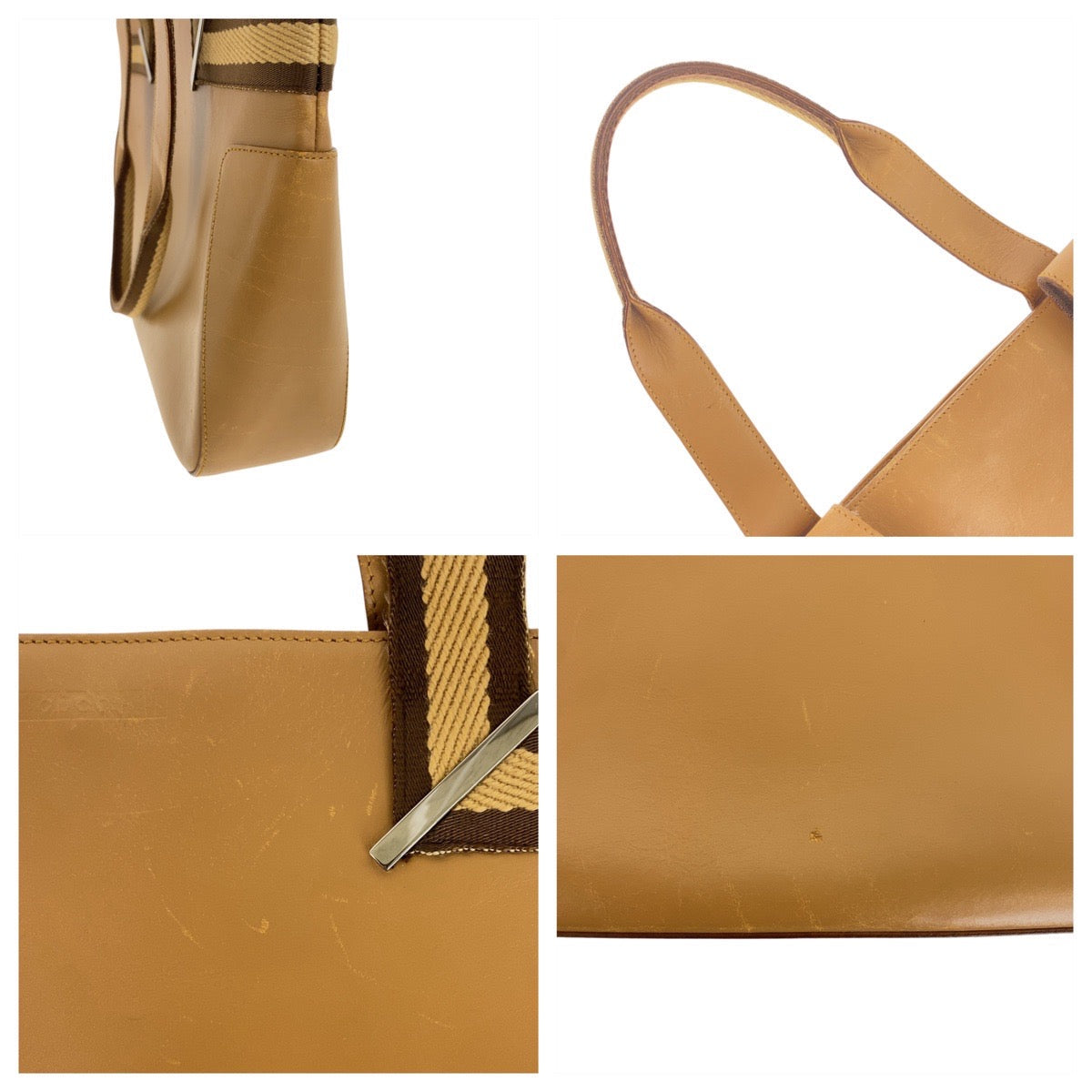 GUCCI Tote Bag 73983 leather Beige Brown SilverMetal Sherry