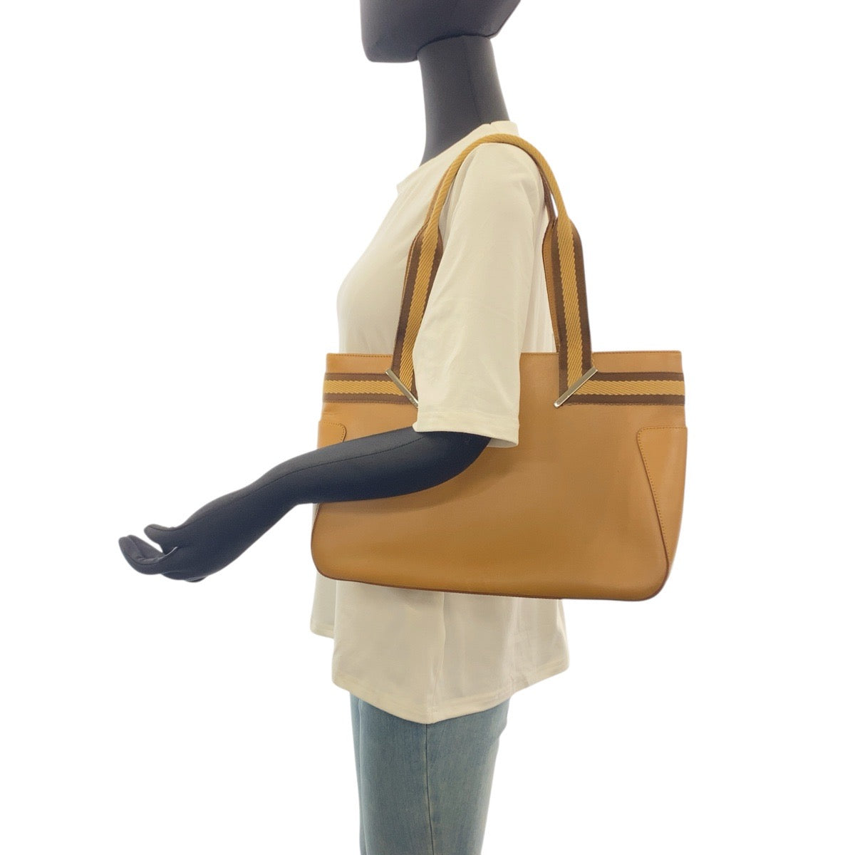 GUCCI Tote Bag 73983 leather Beige Brown SilverMetal Sherry