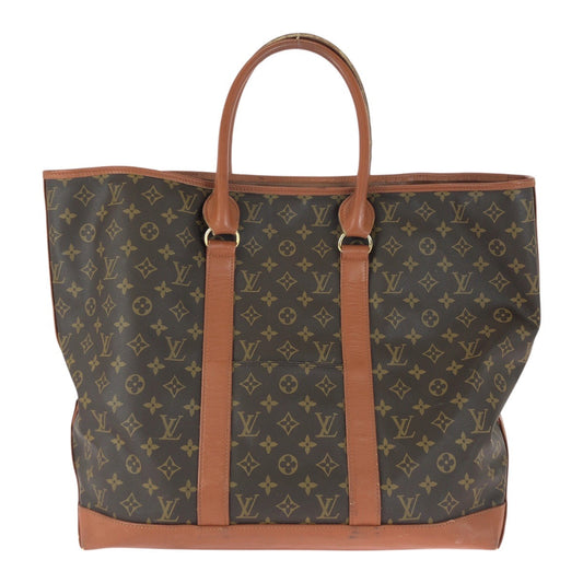 LOUIS VUITTON Tote Bag M42420 PVC Brown Gold Metal Monogram Sack Weekend GM