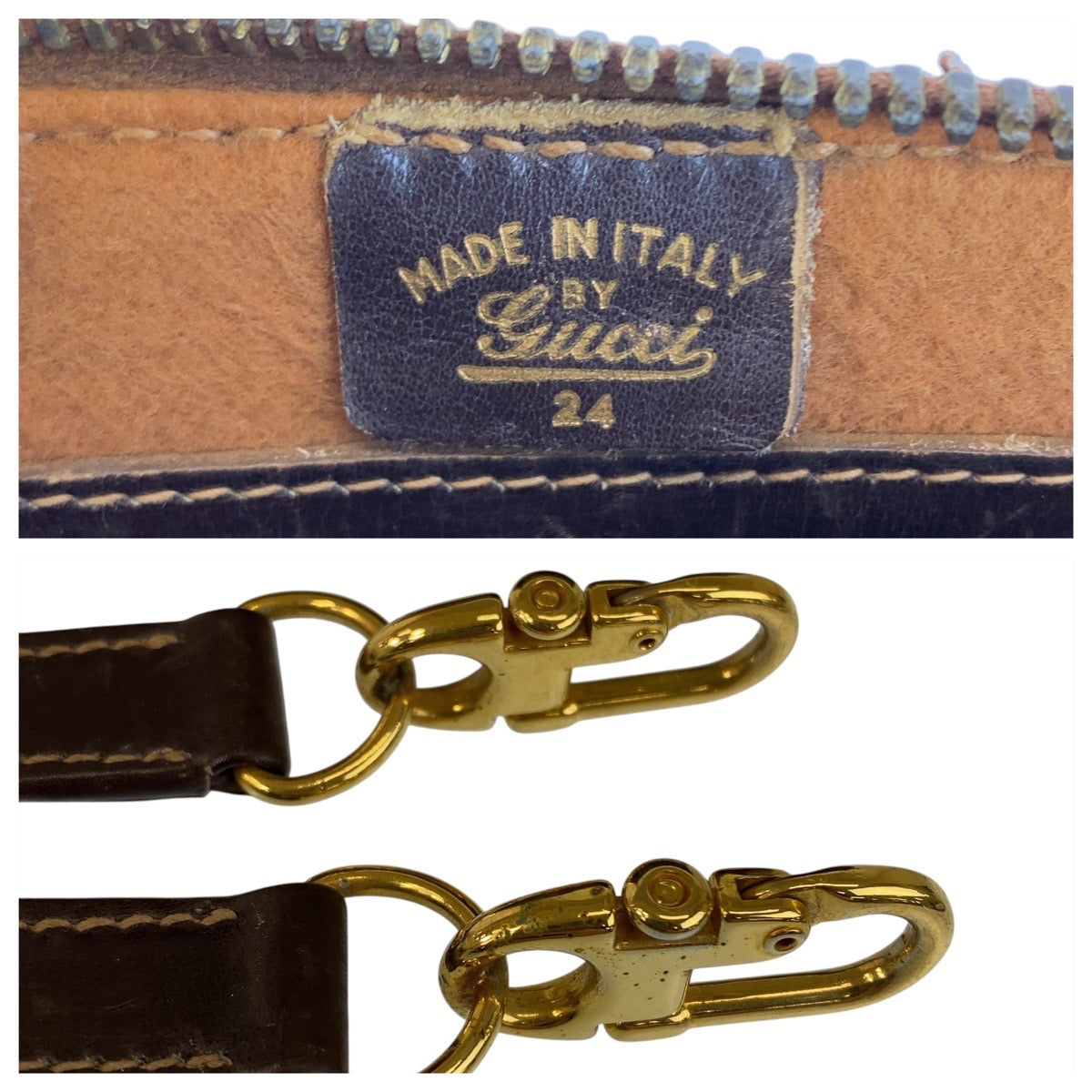 GUCCI Handbag Suede Brown Gold Metal Sherry line