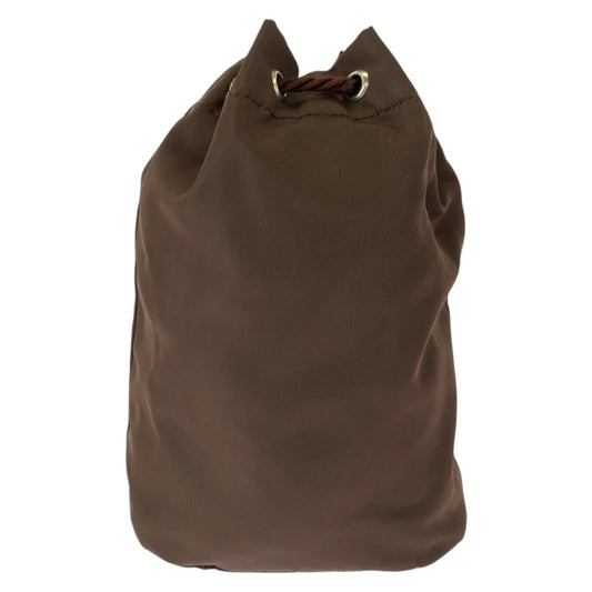 PRADA Pouch Nylon Brown Gold Metal Test logo