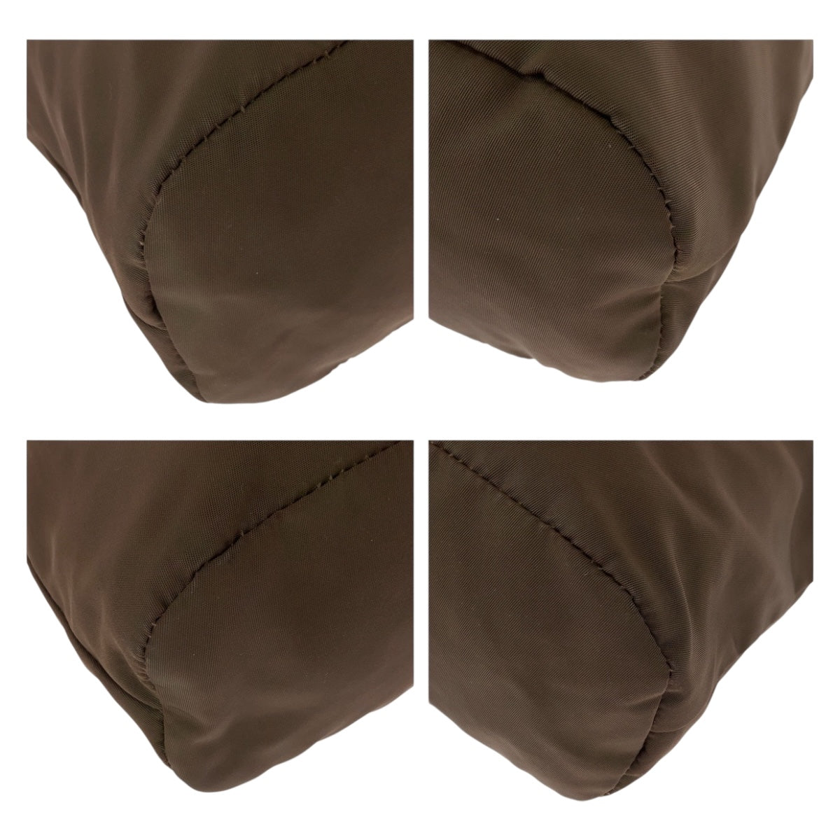 PRADA Pouch Nylon Brown Gold Metal Test logo