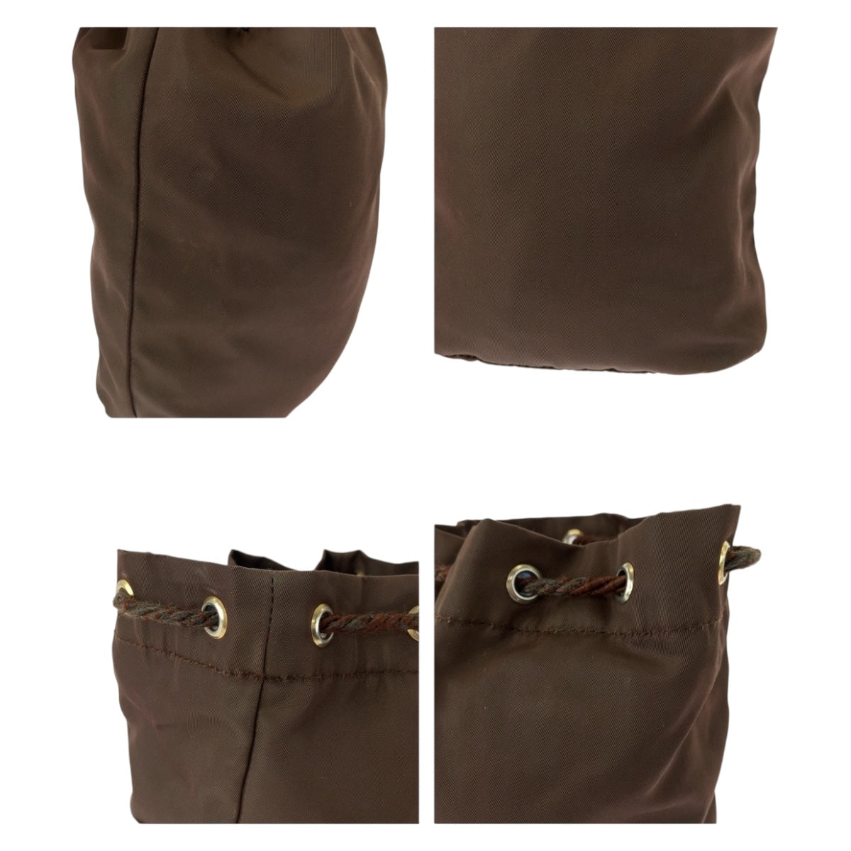 PRADA Pouch Nylon Brown Gold Metal Test logo