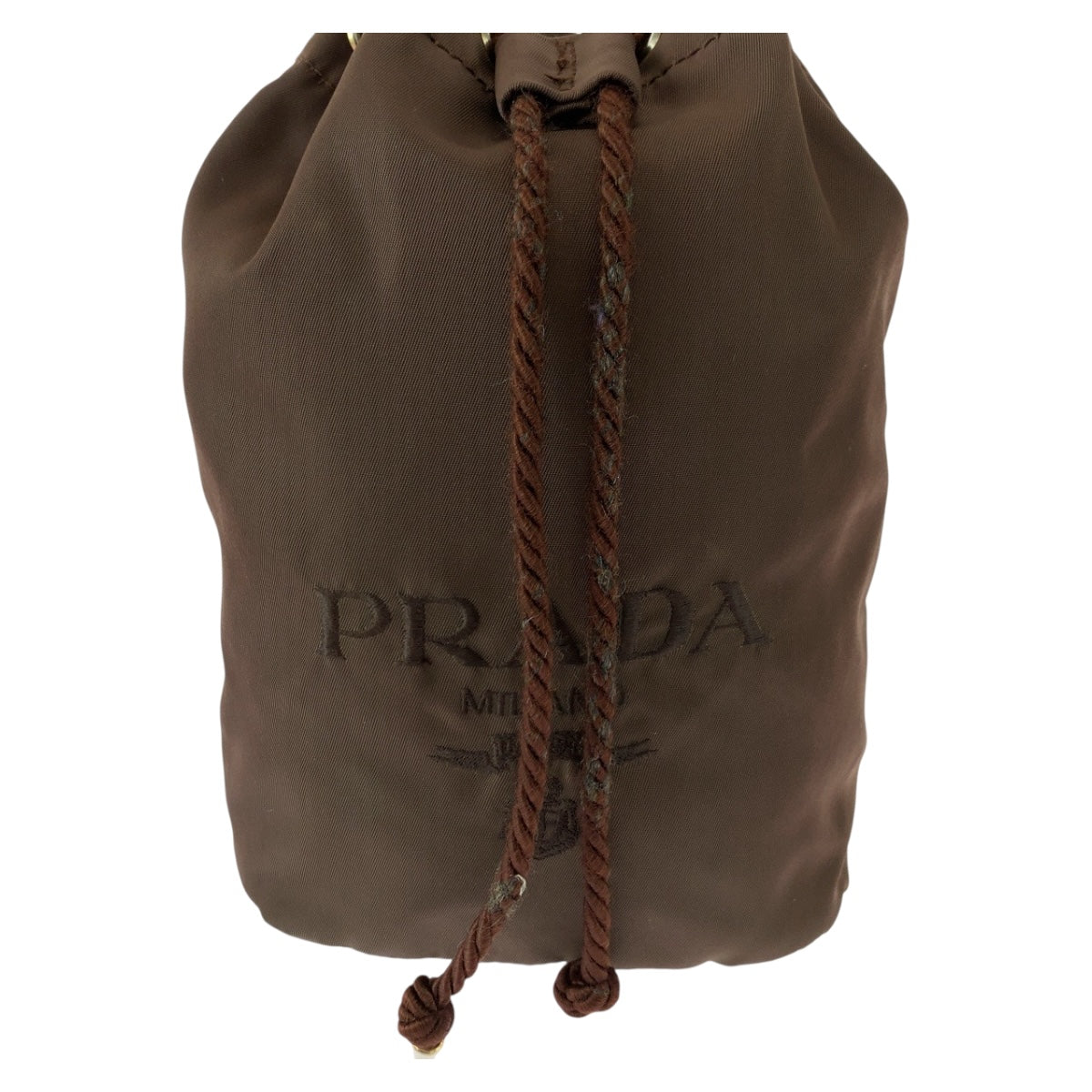 PRADA Pouch Nylon Brown Gold Metal Test logo