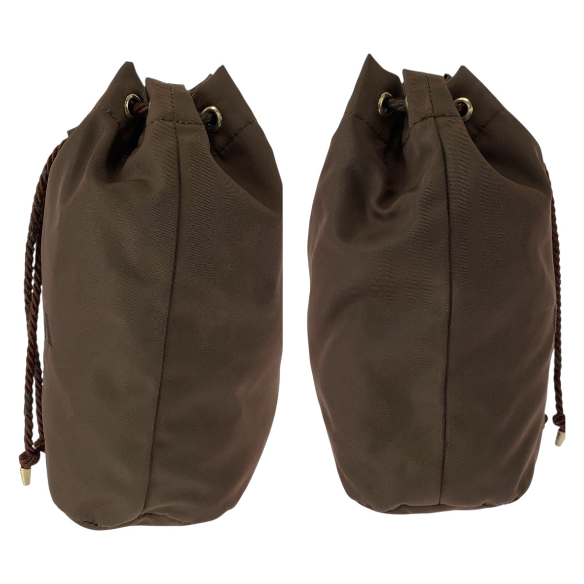 PRADA Pouch Nylon Brown Gold Metal Test logo