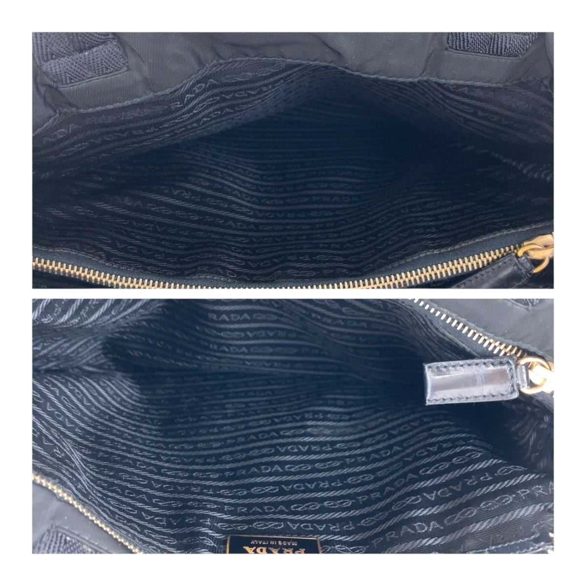 PRADA Tote Bag Nylon Black GoldMetal Test Triangle With logo