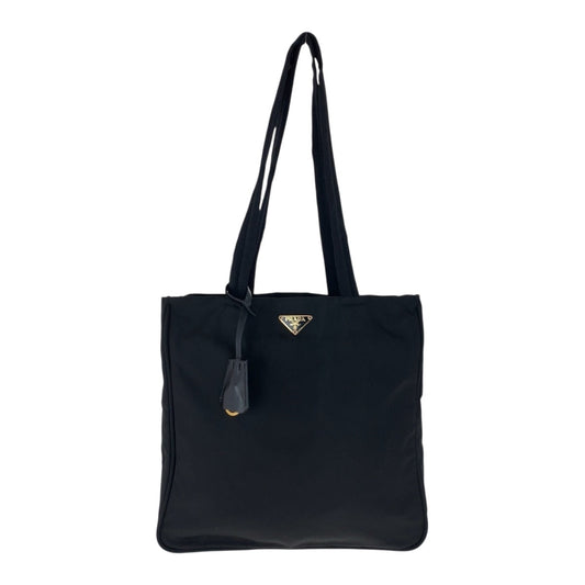 PRADA Tote Bag Nylon Black GoldMetal Test Triangle With logo