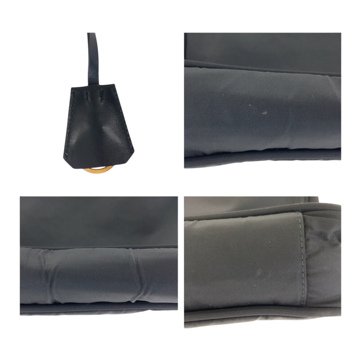 PRADA Tote Bag Nylon Black GoldMetal Test Triangle With logo