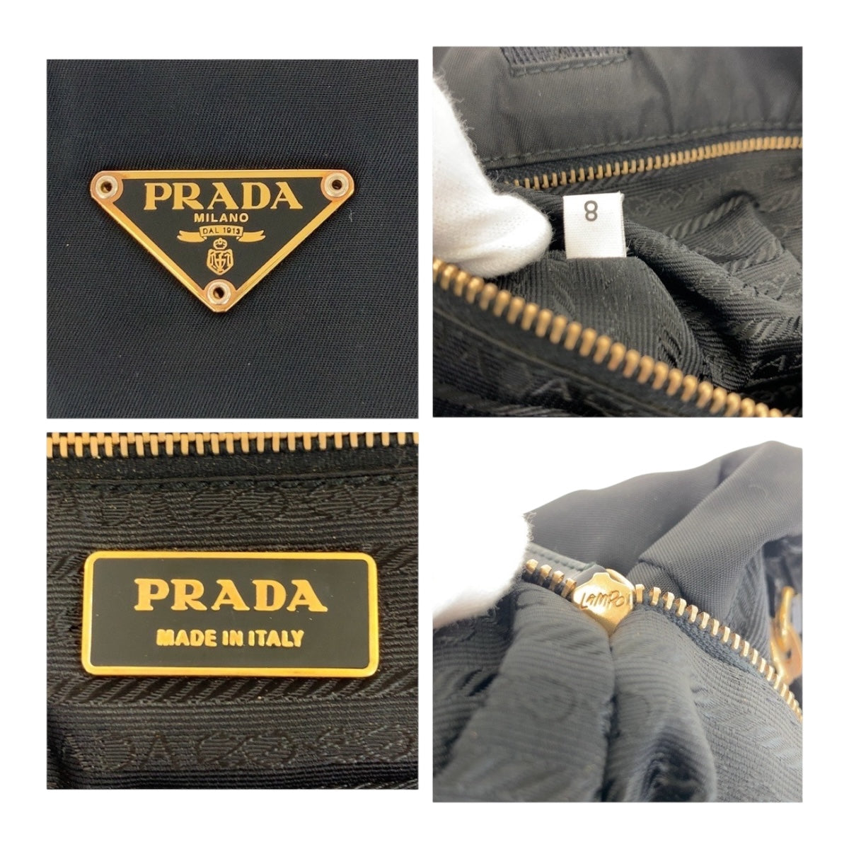 PRADA Tote Bag Nylon Black GoldMetal Test Triangle With logo