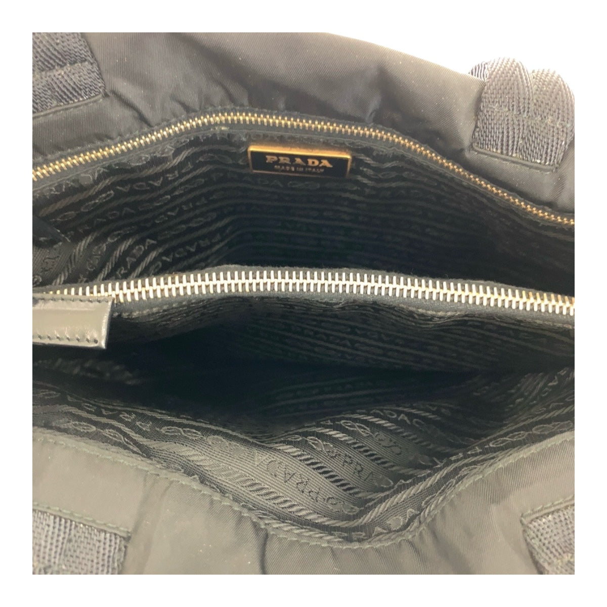 PRADA Tote Bag Nylon Black GoldMetal Test Triangle With logo