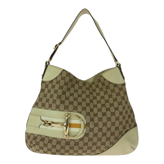 GUCCI Shoulder Bag 137386 GG canvas Beige Ivory Horsebit