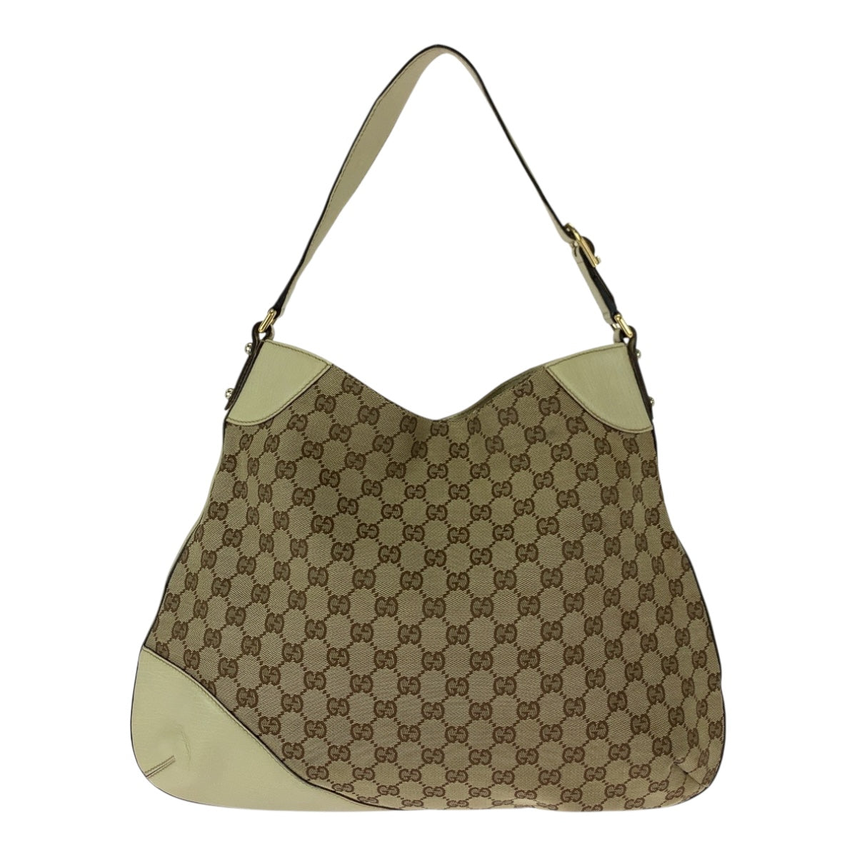 GUCCI Shoulder Bag 137386 GG canvas Beige Ivory Horsebit