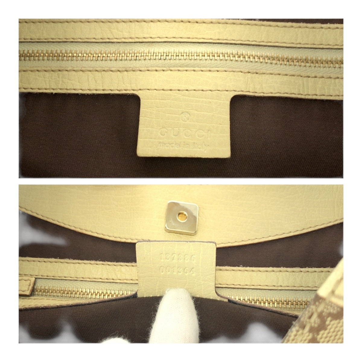 GUCCI Shoulder Bag 137386 GG canvas Beige Ivory Horsebit