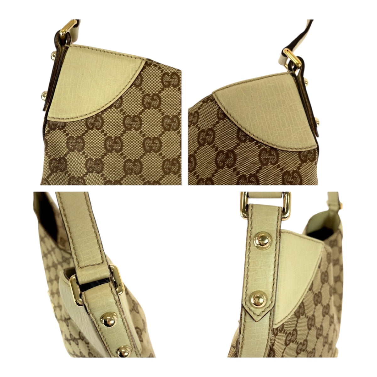 GUCCI Shoulder Bag 137386 GG canvas Beige Ivory Horsebit