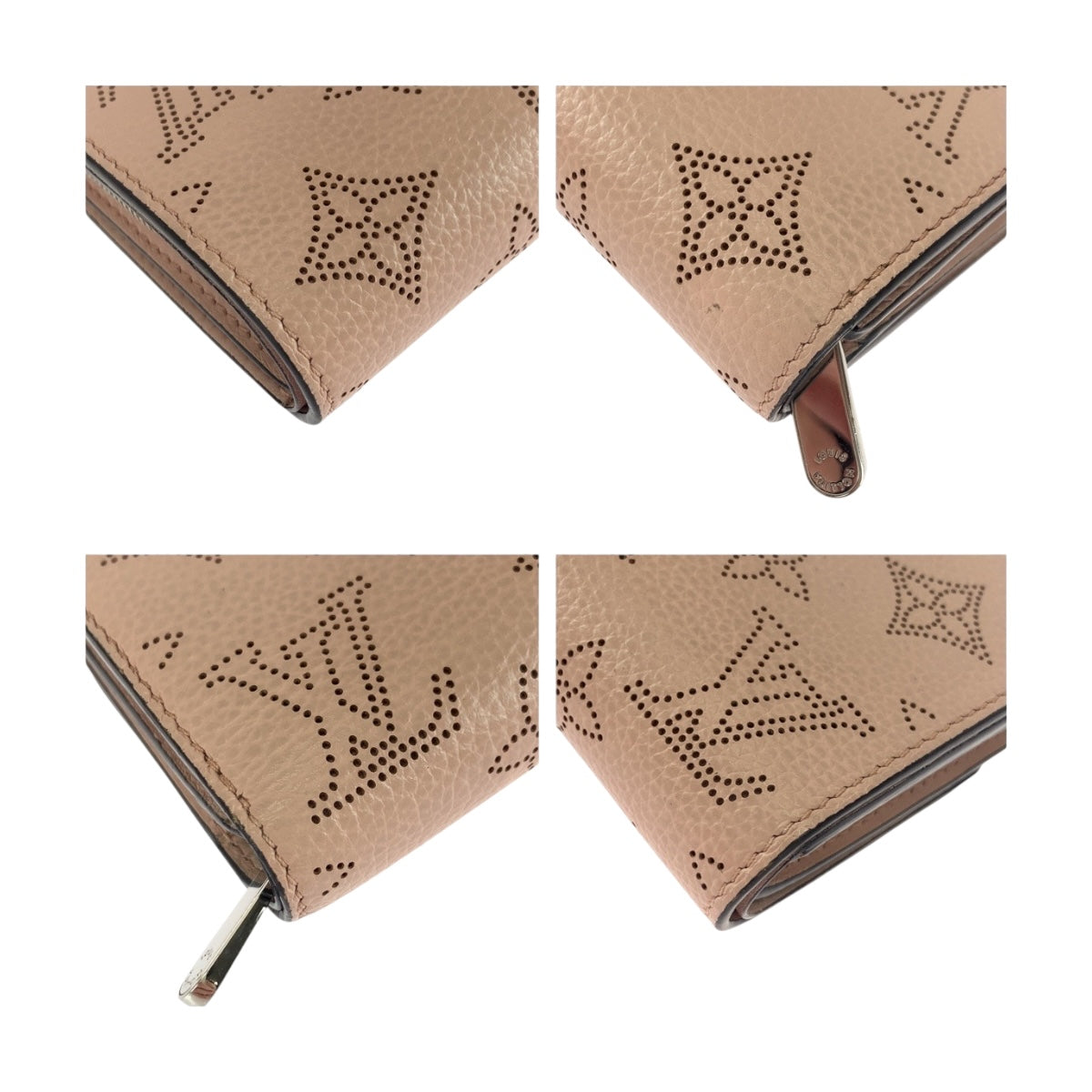 LOUIS VUITTON Bifold Wallet M62541 leather Magnolia Silver Metal Monogram Mahina Portefeuille Iris