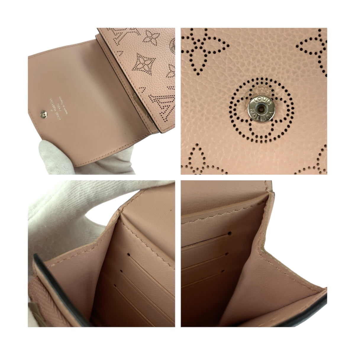 LOUIS VUITTON Bifold Wallet M62541 leather Magnolia Silver Metal Monogram Mahina Portefeuille Iris