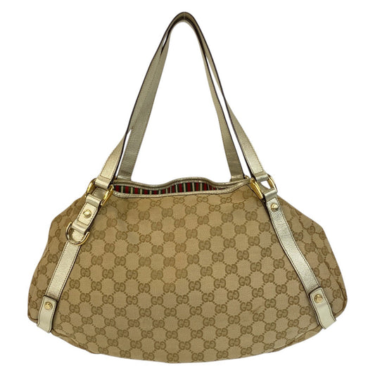 GUCCI Tote Bag 130736 GG canvas Beige Gold Metal
