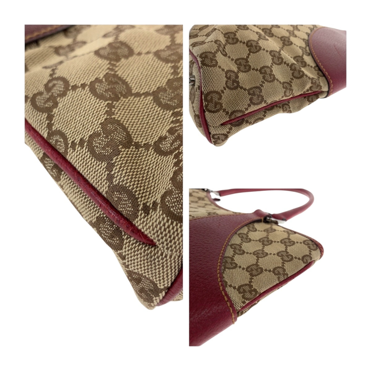 GUCCI Tote Bag 113061 GG canvas Beige Red SilverMetal