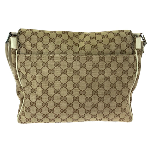 GUCCI Shoulder Bag 146236 GG canvas Beige Ivory Silver Metal