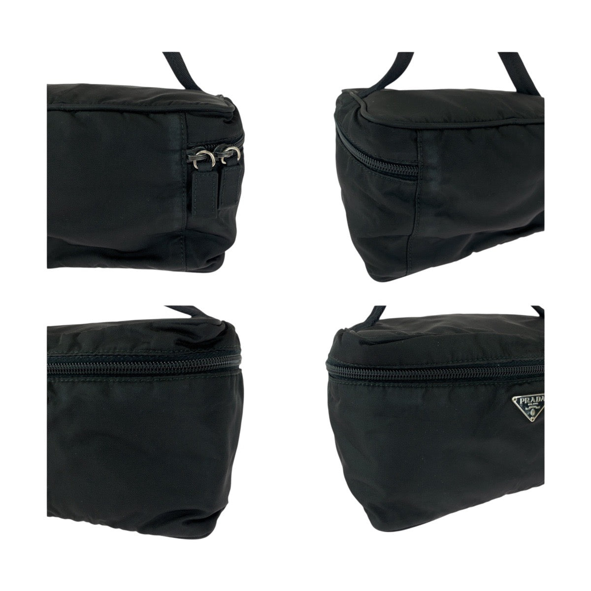 PRADA Handbag Nylon Black SilverMetal Test Triangle With logo