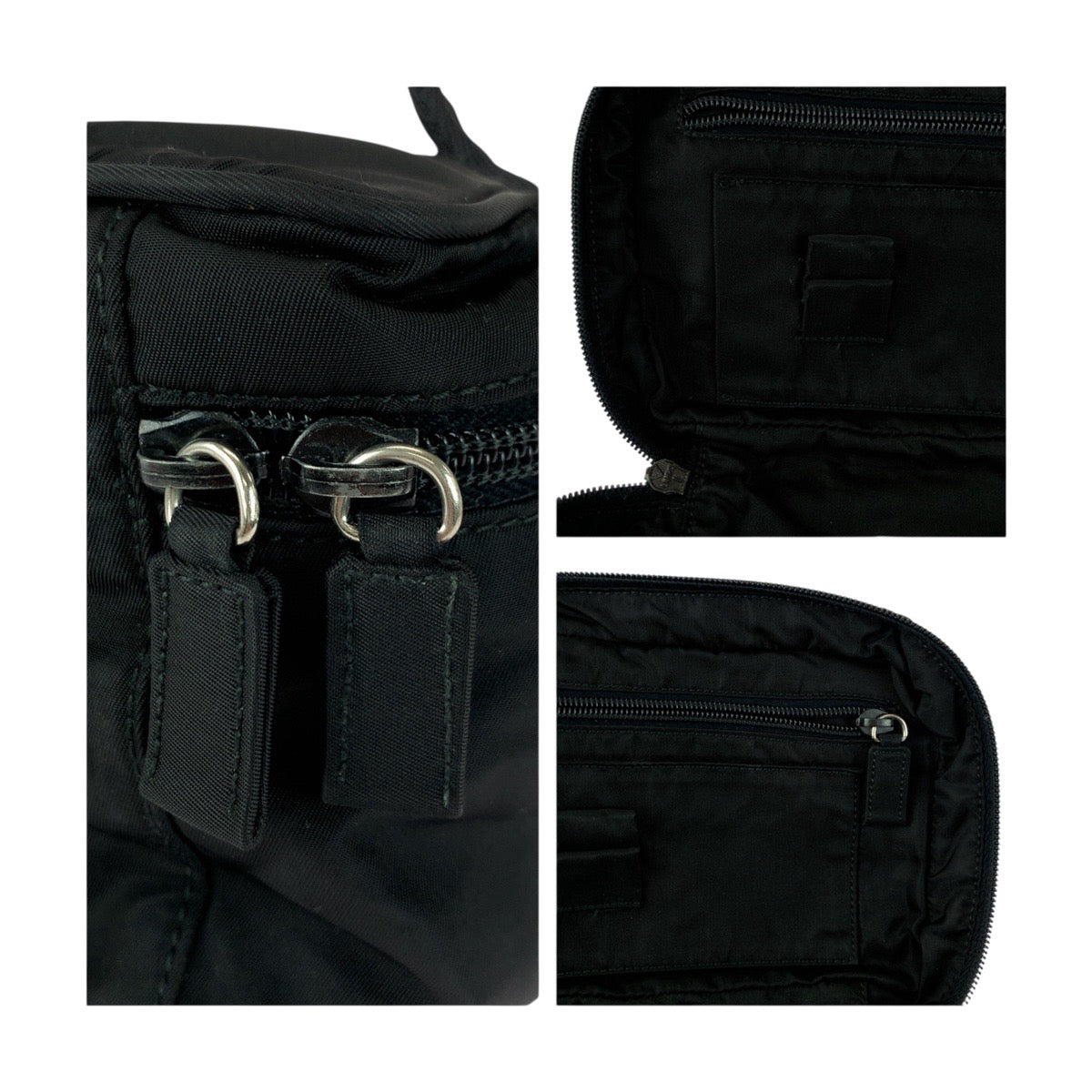 PRADA Handbag Nylon Black SilverMetal Test Triangle With logo