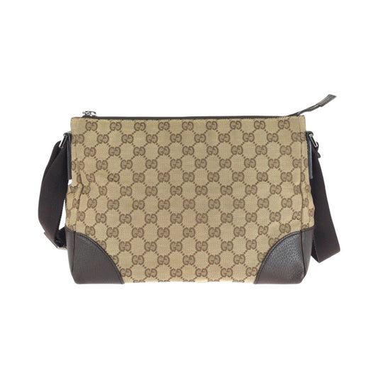 GUCCI Shoulder Bag 114273 GG canvas Beige Gray Silver Metal