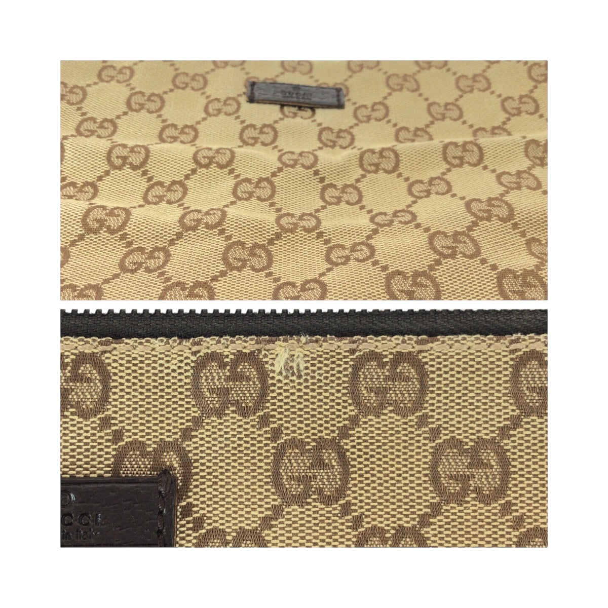 GUCCI Shoulder Bag 114273 GG canvas Beige Gray Silver Metal