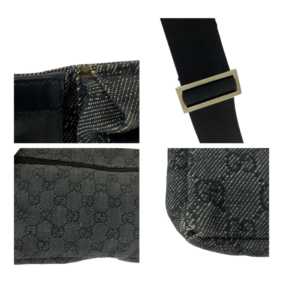 GUCCI Waist bag 23566 GG canvas Black SilverMetal