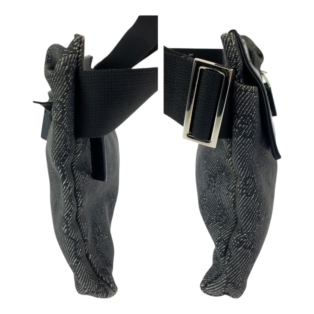 GUCCI Waist bag 23566 GG canvas Black SilverMetal