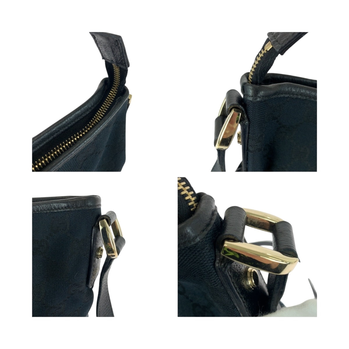 GUCCI Shoulder Bag 131326 GG canvas Black GoldMetal Abbey