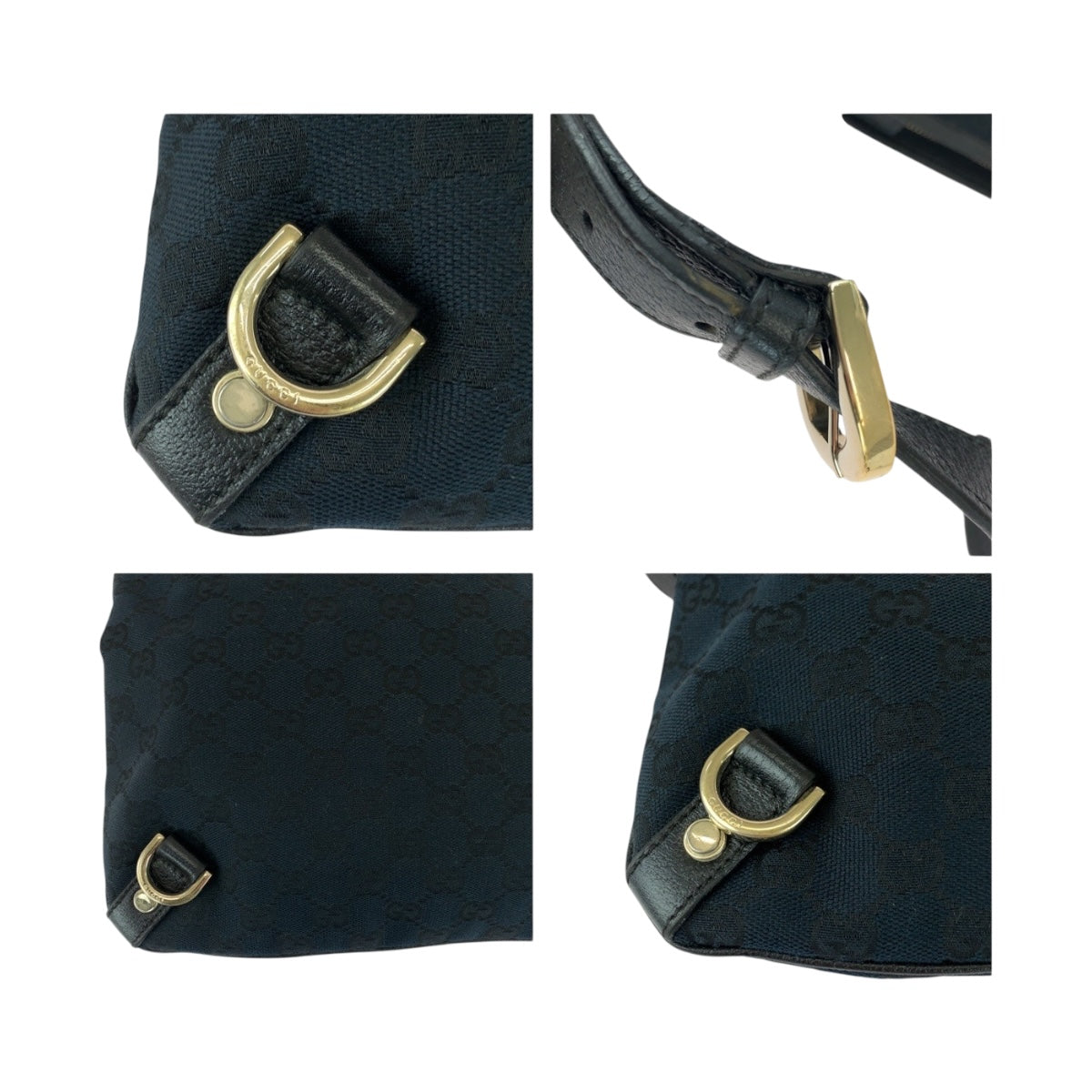 GUCCI Shoulder Bag 131326 GG canvas Black GoldMetal Abbey