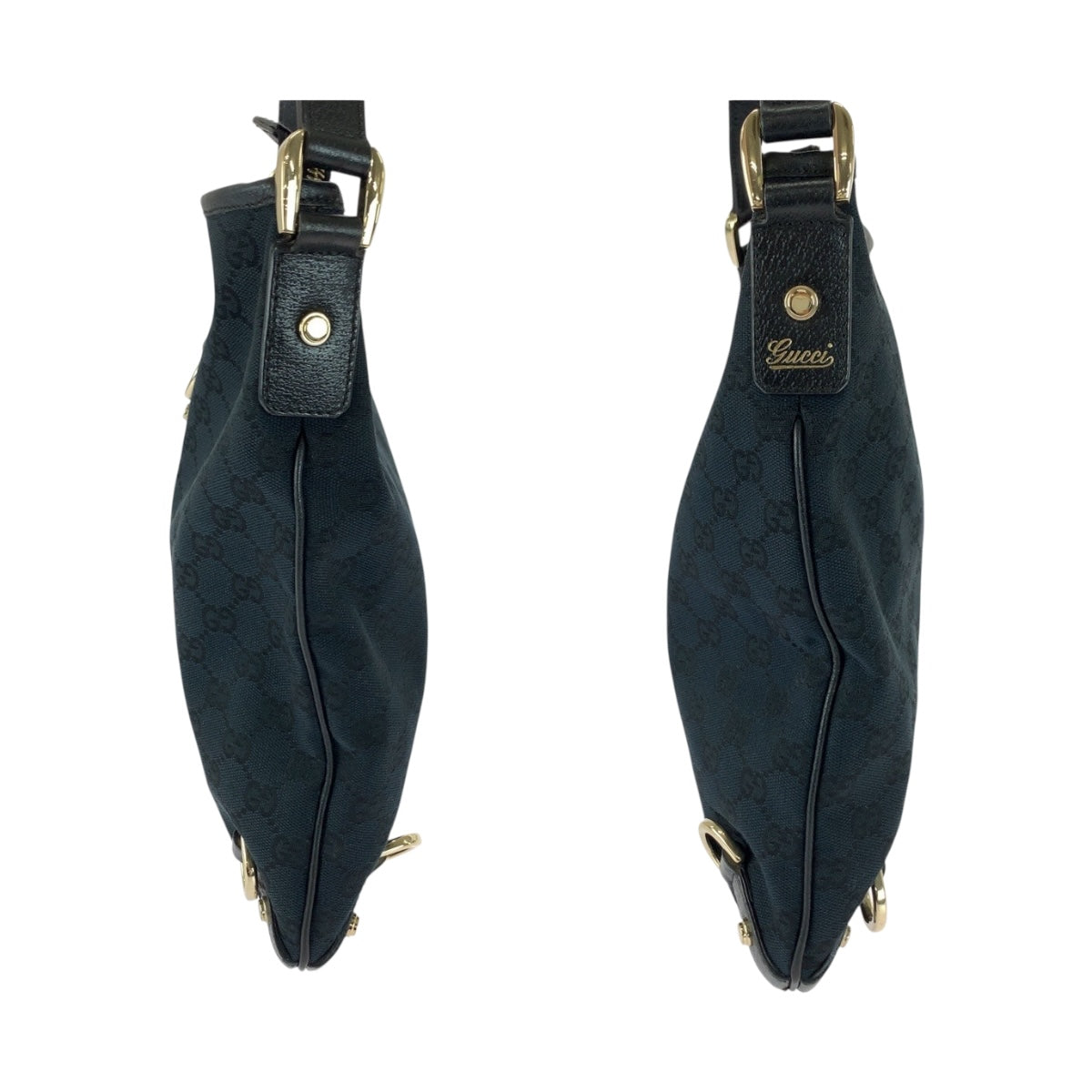 GUCCI Shoulder Bag 131326 GG canvas Black GoldMetal Abbey