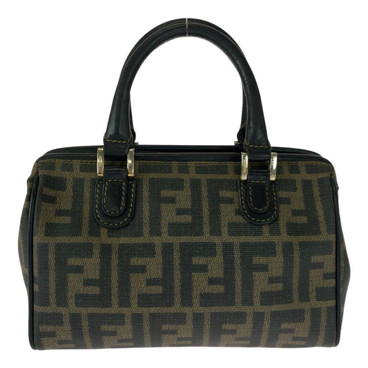 FENDI Shoulder Bag PVC Brown Gold Metal Zucca Pattern