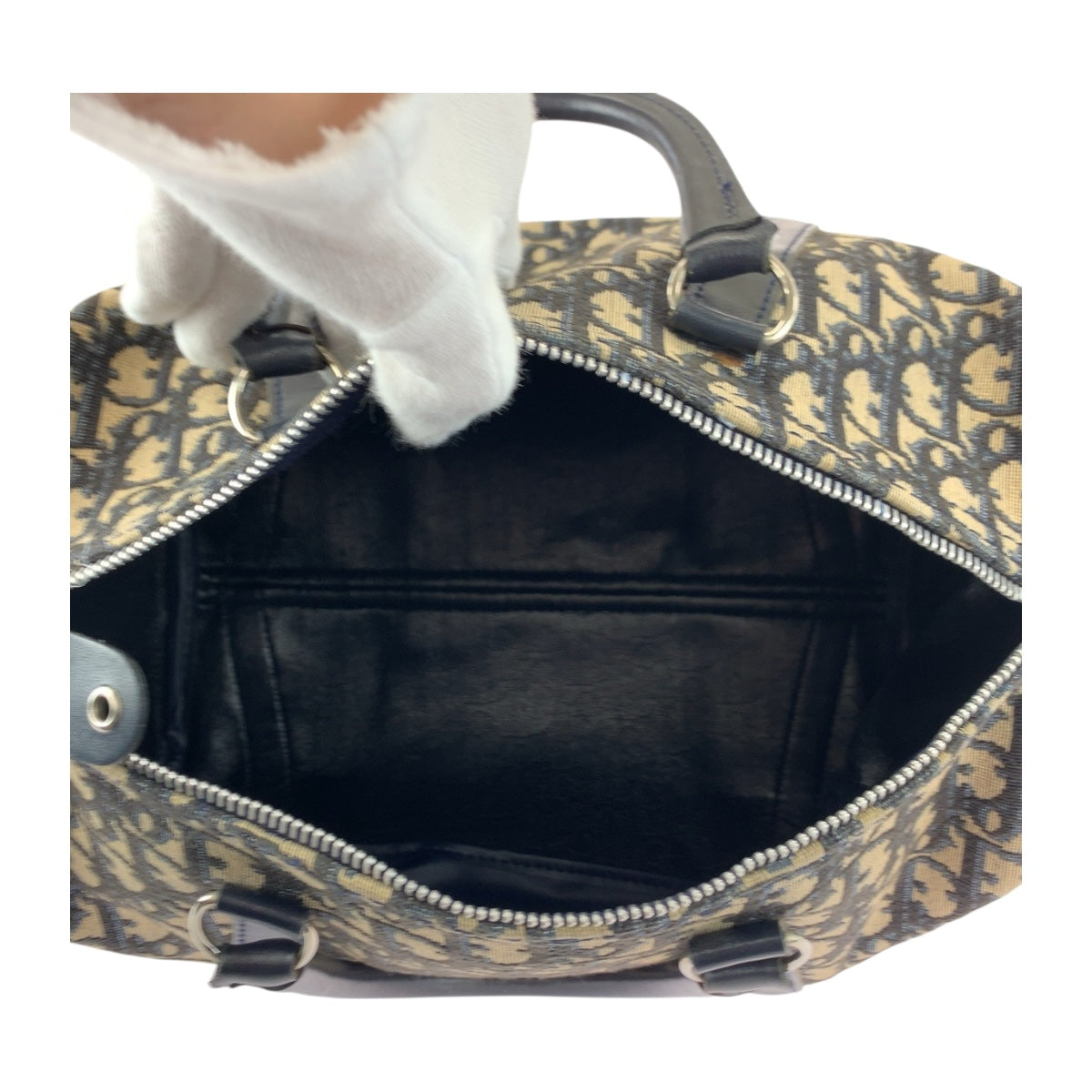 Dior Handbag canvas Navy Ivory Trotter