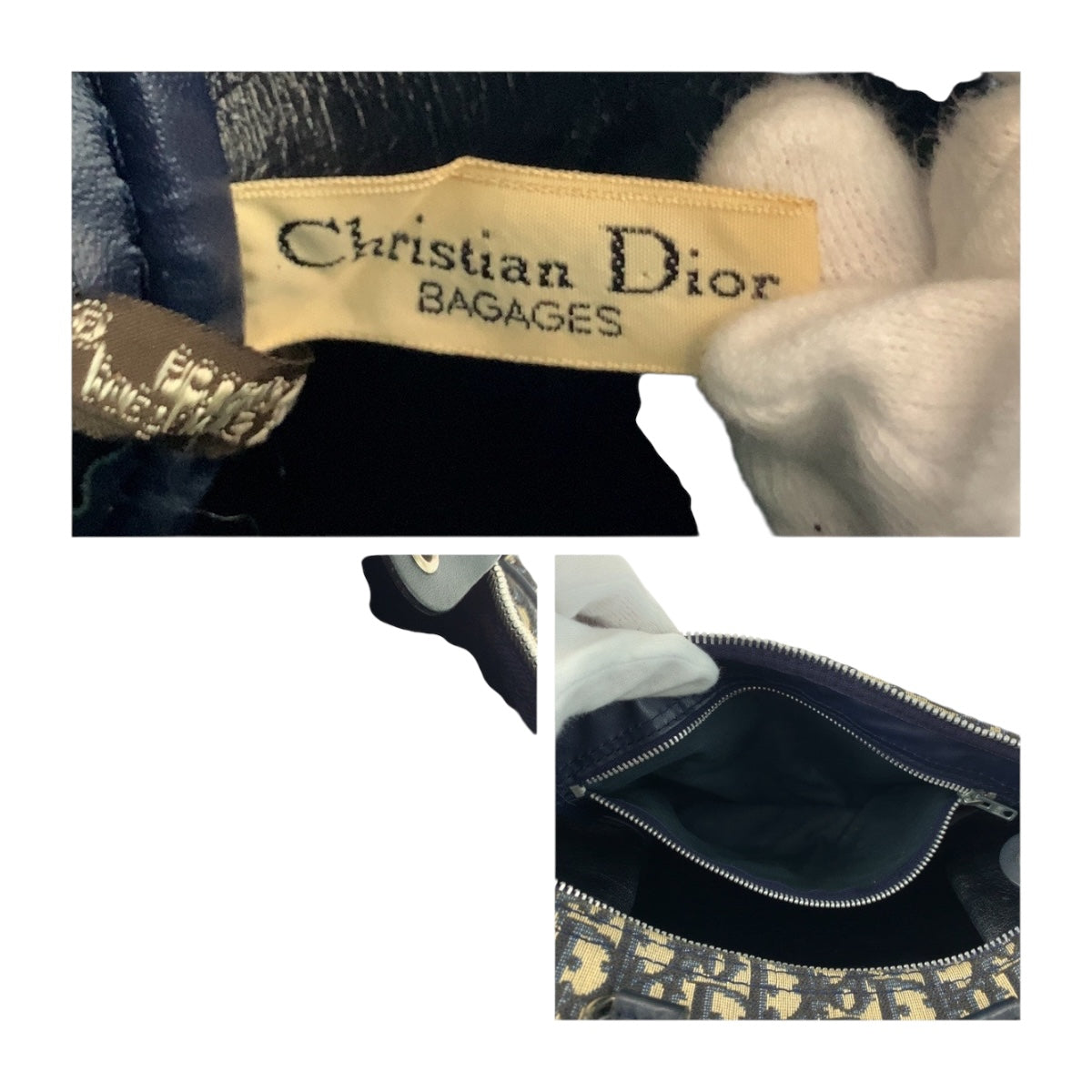 Dior Handbag canvas Navy Ivory Trotter