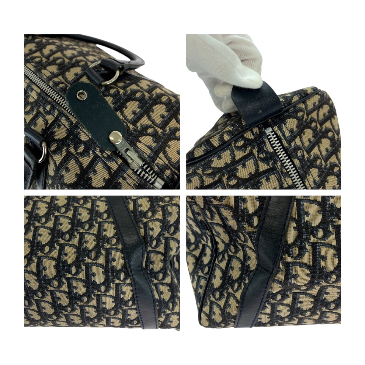 Dior Handbag canvas Navy Ivory Trotter